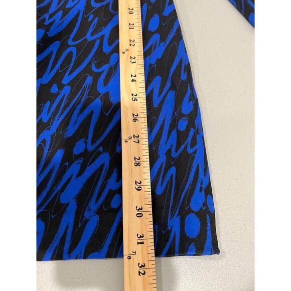 Milly Mini Dress Small Retro Blue Boat‎ Neck 80s Layered Classy Bold Print - Picture 10 of 11